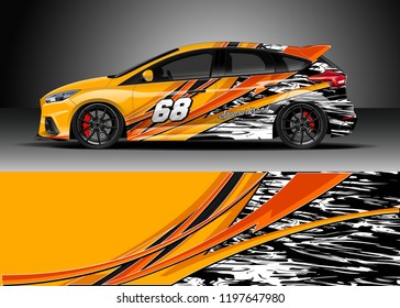 Car wrap design vector. Graphic abstract stripe racing background kit design for wrap vehicle, race car, adventure and livery