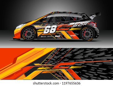 Car wrap design vector. Graphic abstract stripe racing background kit designs for wrap vehicle, race car, rally, adventure and livery