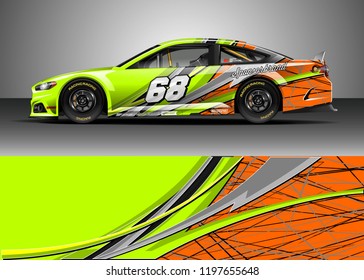 Car wrap design vector. Graphic abstract stripe racing background kit designs for wrap vehicle, race car, rally, adventure and livery