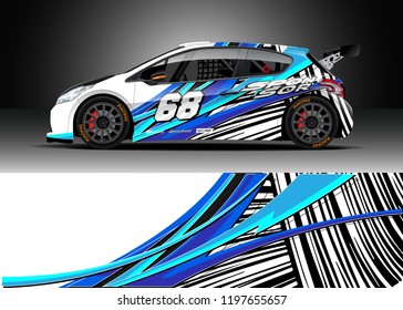 Car wrap design vector. Graphic abstract stripe racing background kit designs for wrap vehicle, race car, rally, adventure and livery