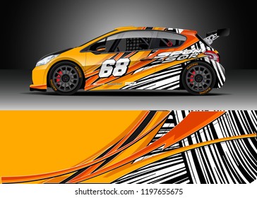 Car wrap design vector. Graphic abstract stripe racing background kit designs for wrap vehicle, race car, rally, adventure and livery
