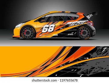 Car wrap design vector. Graphic abstract stripe racing background kit designs for wrap vehicle, race car, rally, adventure and livery