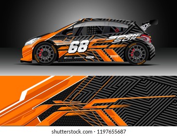 Car wrap design vector. Graphic abstract stripe racing background kit designs for wrap vehicle, race car, rally, adventure and livery