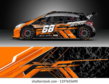 Car wrap design vector. Graphic abstract stripe racing background kit designs for wrap vehicle, race car, rally, adventure and livery