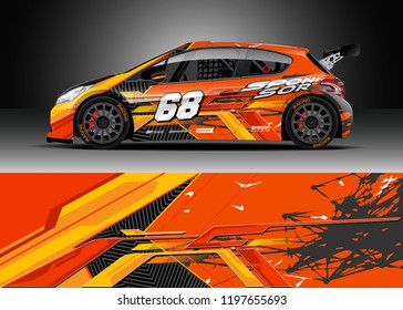 Car wrap design vector. Graphic abstract stripe racing background kit designs for wrap vehicle, race car, rally, adventure and livery