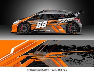 Car wrap design vector. Graphic abstract stripe racing background kit designs for wrap vehicle, race car, rally, adventure and livery