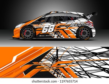 Car wrap design vector. Graphic abstract stripe racing background kit designs for wrap vehicle, race car, rally, adventure and livery
