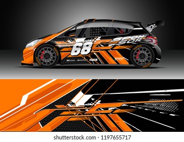 Car wrap design vector. Graphic abstract stripe racing background kit designs for wrap vehicle, race car, rally, adventure and livery