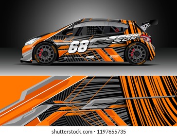 Car wrap design vector. Graphic abstract stripe racing background kit designs for wrap vehicle, race car, rally, adventure and livery