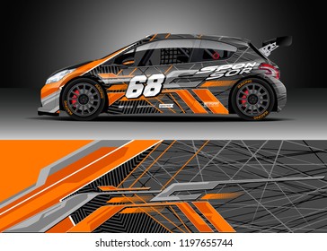 Car wrap design vector. Graphic abstract stripe racing background kit designs for wrap vehicle, race car, rally, adventure and livery