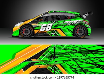 Car wrap design vector. Graphic abstract stripe racing background kit designs for wrap vehicle, race car, rally, adventure and livery