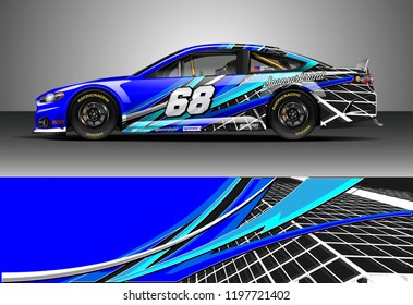 Car wrap design vector. Graphic abstract stripe racing background kit designs for wrap vehicle, race car, nascar car, rally, adventure and livery