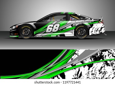 Car wrap design vector. Graphic abstract stripe racing background kit designs for wrap vehicle, race car, nascar car, rally, adventure and livery