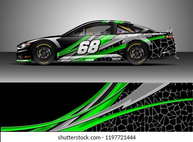 Car wrap design vector. Graphic abstract stripe racing background kit designs for wrap vehicle, race car, nascar car, rally, adventure and livery