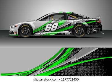 Car wrap design vector. Graphic abstract stripe racing background kit designs for wrap vehicle, race car, nascar car, rally, adventure and livery