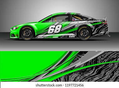 Car Wrap Design Vector. Graphic Abstract Stripe Racing Background Kit Designs For Wrap Vehicle, Race Car, Nascar Car, Rally, Adventure And Livery