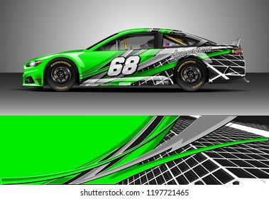 Car wrap design vector. Graphic abstract stripe racing background kit designs for wrap vehicle, race car, nascar car, rally, adventure and livery