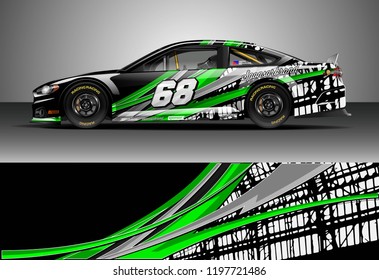 Car wrap design vector. Graphic abstract stripe racing background kit designs for wrap vehicle, race car, nascar car, rally, adventure and livery