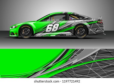 Car wrap design vector. Graphic abstract stripe racing background kit designs for wrap vehicle, race car, nascar car, rally, adventure and livery