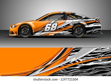 Car wrap design vector. Graphic abstract stripe racing background kit designs for wrap vehicle, race car, nascar car, rally, adventure and livery