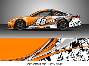 Car wrap design vector. Graphic abstract stripe racing background kit designs for wrap vehicle, race car, nascar car, rally, adventure and livery