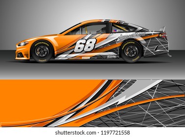 Car wrap design vector. Graphic abstract stripe racing background kit designs for wrap vehicle, race car, nascar car, rally, adventure and livery