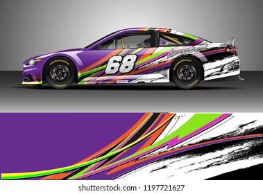 Car wrap design vector. Graphic abstract stripe racing background kit designs for wrap vehicle, race car, nascar car, rally, adventure and livery