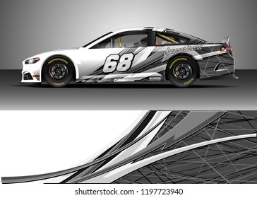 Car wrap design vector. Graphic abstract stripe racing background kit designs for wrap vehicle, race car, rally, adventure and livery