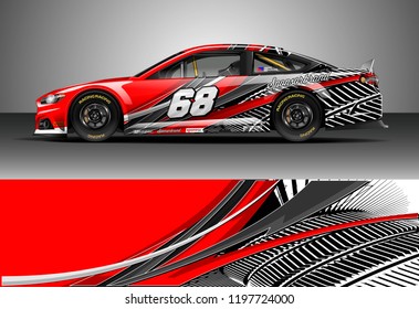 Car wrap design vector. Graphic abstract stripe racing background kit designs for wrap vehicle, race car, rally, adventure and livery