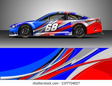 Car wrap design vector. Graphic abstract stripe racing background kit designs for wrap vehicle, race car, rally, adventure and livery