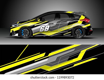 
Car wrap design vector. Graphic abstract stripe racing background kit designs for wrap vehicle, race car, rally, adventure and livery.