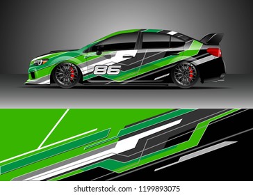
Car wrap design vector. Graphic abstract stripe racing background kit designs for wrap vehicle, race car, rally, adventure and livery.