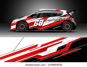 
Car wrap design vector. Graphic abstract stripe racing background kit designs for wrap vehicle, race car, rally, adventure and livery.