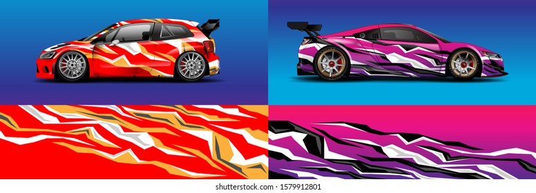  car wrap design vector. Graphic abstract stripe racing background kit designs