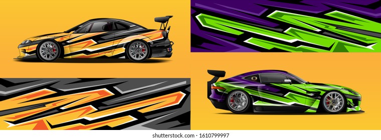 car wrap design vector. Graphic abstract stripe racing background kit designs