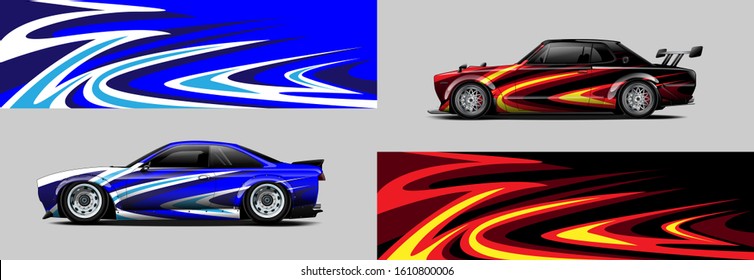 car wrap design vector. Graphic abstract stripe racing background kit designs