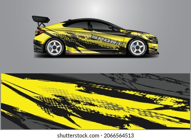 Car Wrap Design Vector. Graphic Abstract Racing Background For Vehicle, Race car, Rally, Drift . Ready Print File
