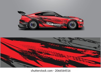 Car Wrap Design Vector. Graphic Abstract Racing Background For Vehicle, Race car, Rally, Drift . Ready Print File