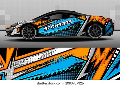 Car wrap design vector. Graphic abstract stripe racing background kit designs for vehicle, race car, rally. Modern camouflage design for vehicle vinyl wrap.
