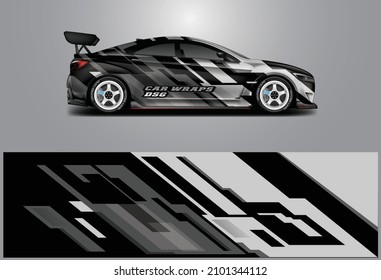 Car Wrap Design Vector. Graphic Abstract Racing Background For Vehicle, Race Car, Rally, Drift . Ready Print File