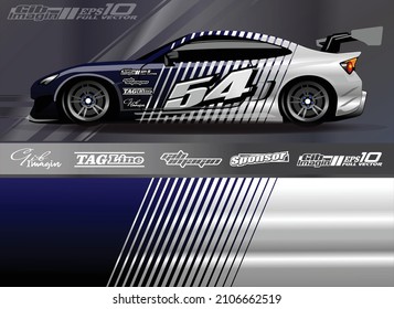 Car wrap design vector Graphic abstract stripe racing background designs for vehicle, rally, race, adventure and car racing livery. - Vector