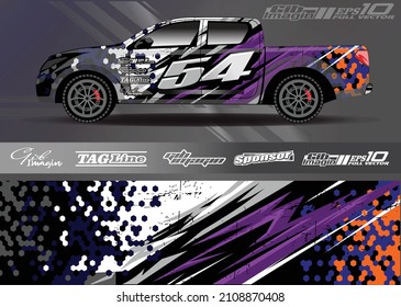 Car wrap design vector. Graphic abstract stripe racing background kit designs for wrap vehicle, race car, rally, adventure and livery