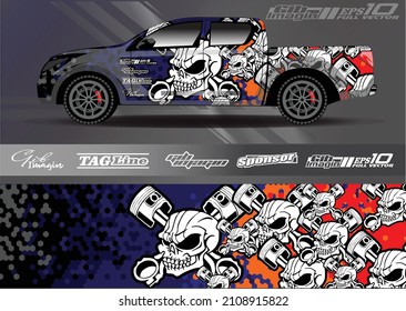 Car wrap design vector. Graphic abstract stripe racing background kit designs for wrap vehicle, race car, rally, adventure and livery