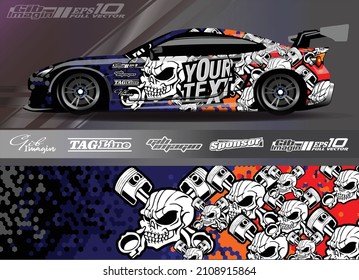 Car wrap design vector. Graphic abstract stripe racing background kit designs for wrap vehicle, race car, rally, adventure and livery