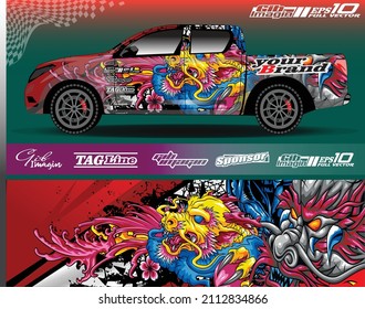 Car wrap design vector. Graphic abstract stripe racing background kit designs for wrap vehicle, race car, rally, adventure and livery