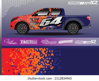 Car wrap design vector. Graphic abstract stripe racing background kit designs for wrap vehicle, race car, rally, adventure and livery