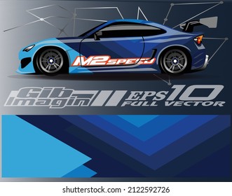 Car wrap design vector. Graphic abstract stripe racing background kit designs for wrap vehicle, race car, nascar car, rally, adventure and livery