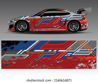 Konstruktionsvektor für Autoverpackungen. Grafikabstrakte, abstrakte Streifen-Rennhintergrund-Designs für Wrackfahrzeug, Rennwagen, Rallye, Abenteuer und Livery