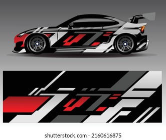 Car wrap design vector. Graphic abstract stripe racing background kit designs for wrap vehicle, race car, rally, adventure and livery