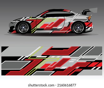 Car wrap design vector. Graphic abstract stripe racing background kit designs for wrap vehicle, race car, rally, adventure and livery